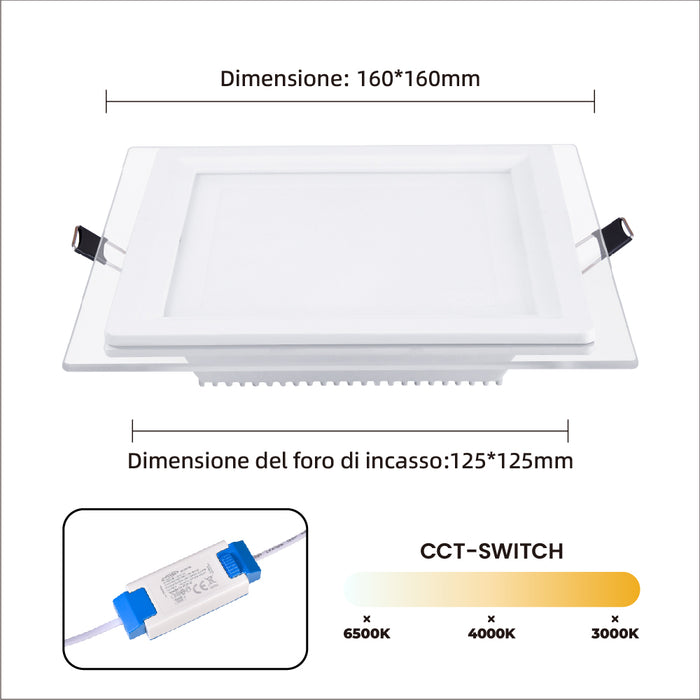 Pannello LED da incasso 12W P-125E-Q3C
