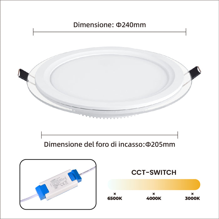 Pannello LED da incasso 24W P-205E-T3C