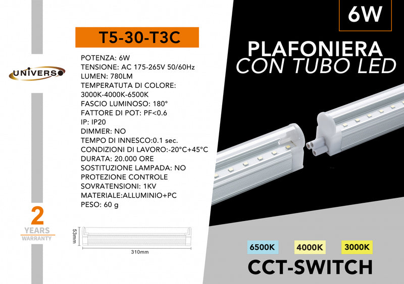 Tubo a Led T5-30-T3C