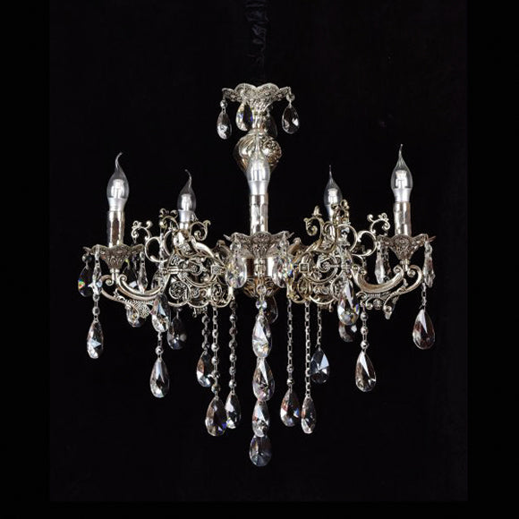 Lampadario Candelabro Color Oro con Cristalli a Sospensione