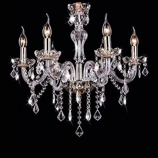 Lampadario Candelabro 6 Bracci con Cristalli Pendenti