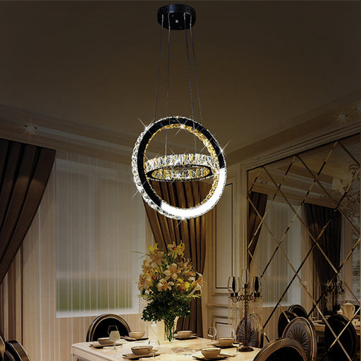 Lampadario Moderno a Sospensione a Forma di 2 Anelli Intrecciati