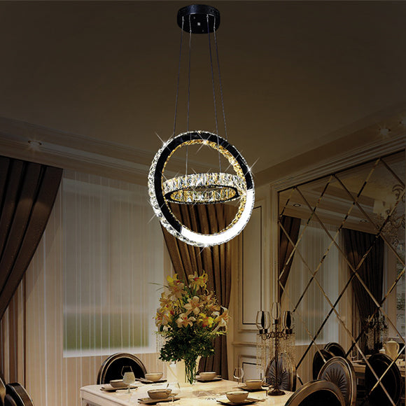 Lampadario Moderno a Sospensione a Forma di 2 Anelli Intrecciati