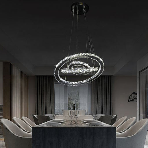 Lampadario Moderno a Sospensione a Forma di Anelli Intrecciati